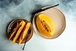 Top view of sliced melon