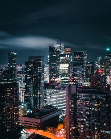 City skyline by night