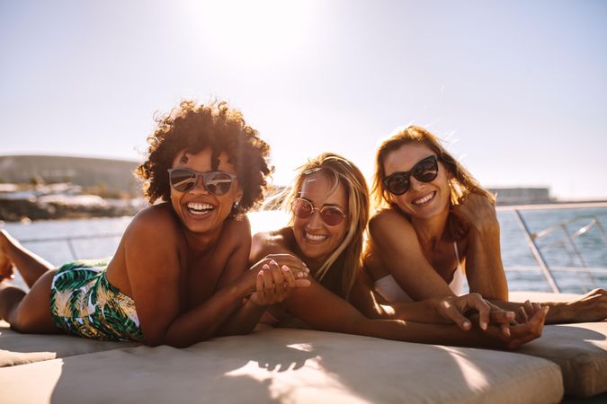 Women enjoying yacht party on summer break