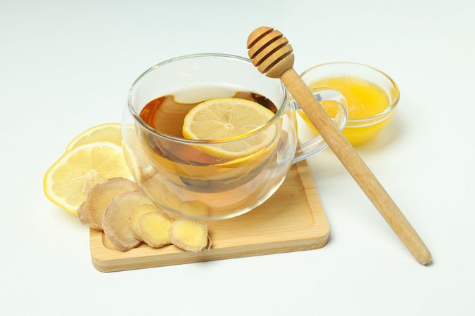 Cold treatment, healthcare concept - tea with ginger