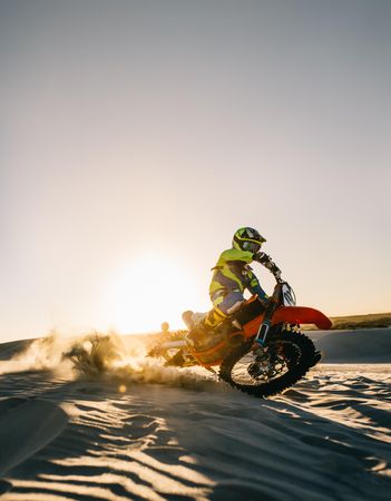 Dirt biker riding on extreme terrain