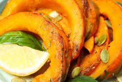 Concept of tasty homemade dish - baked pumpkin