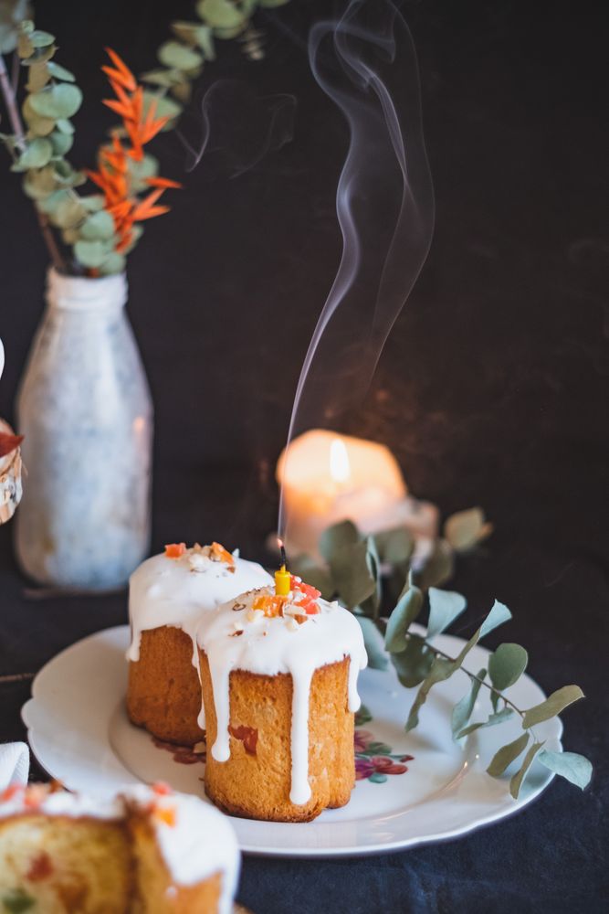 Spring Easter tablescape with cake, candles, and florals