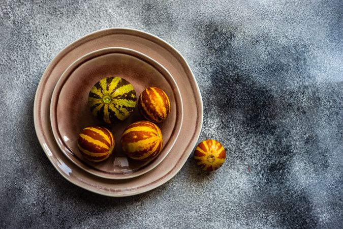 Top view of organic mini melons