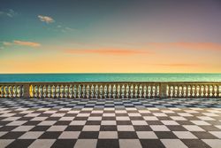 Mascagni Terrazza terrace at sunset, Livorno Tuscany Italy