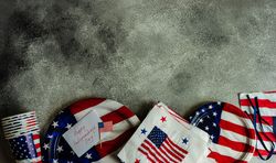 4th July table setting on grey counter