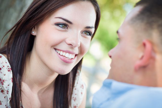 Happy Loving Couple, Portrait in the Park.