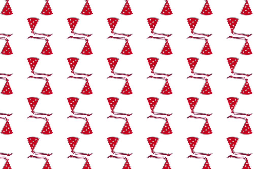 Pattern of red holiday ornaments