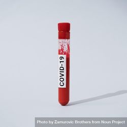 Vial of blood labelled with “COVID-19” 5ajMK4