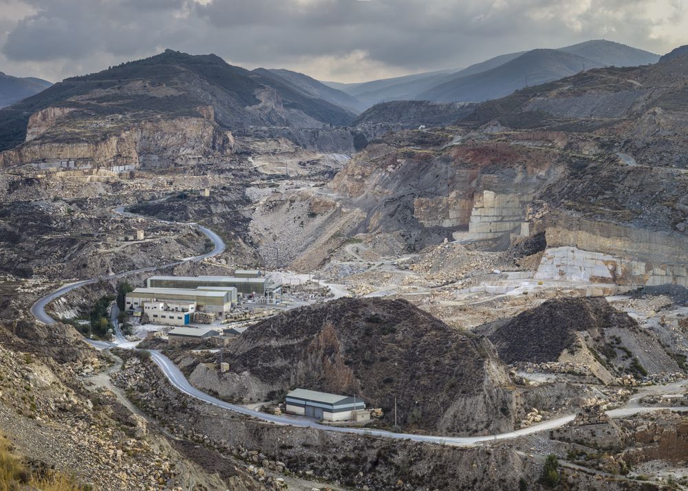 Drone view of stone quarry