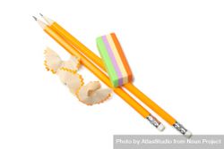 Freshly sharpened pencils with eraser on plain background 56pnVb