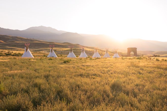 Yellowstone Revealed: North Entrance teepees at sunset