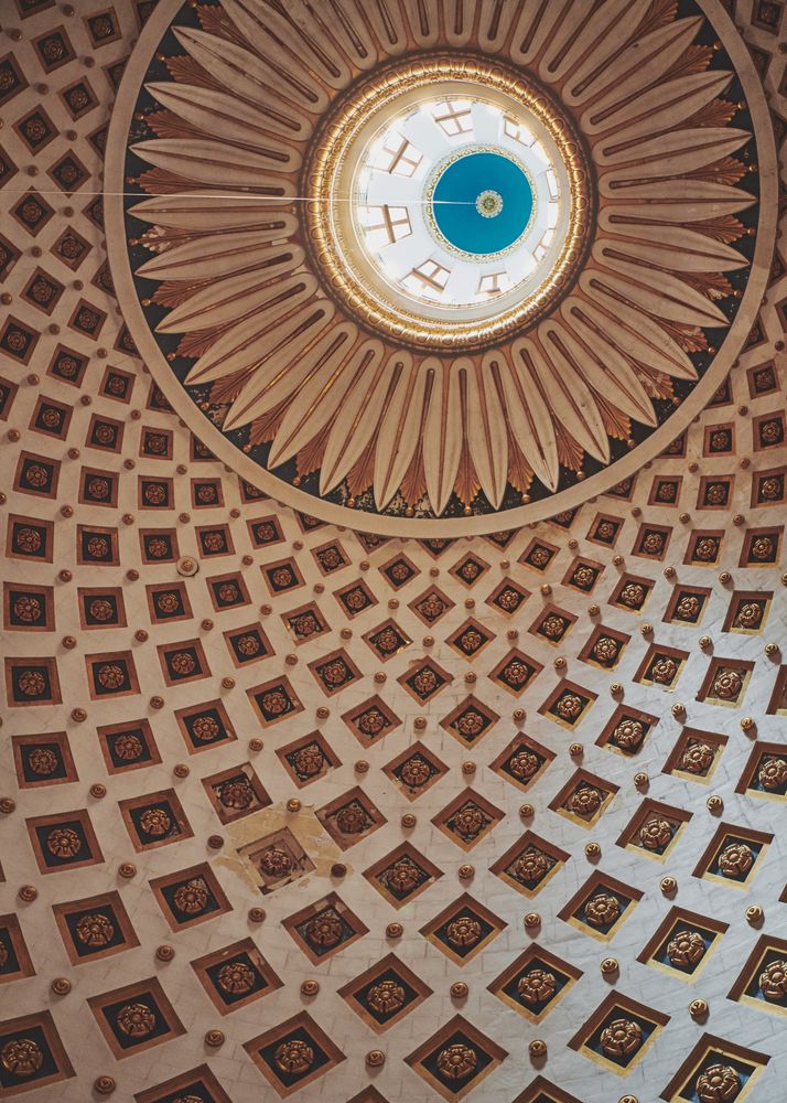 Looking up at the Rotunda of Mosta, Malta
