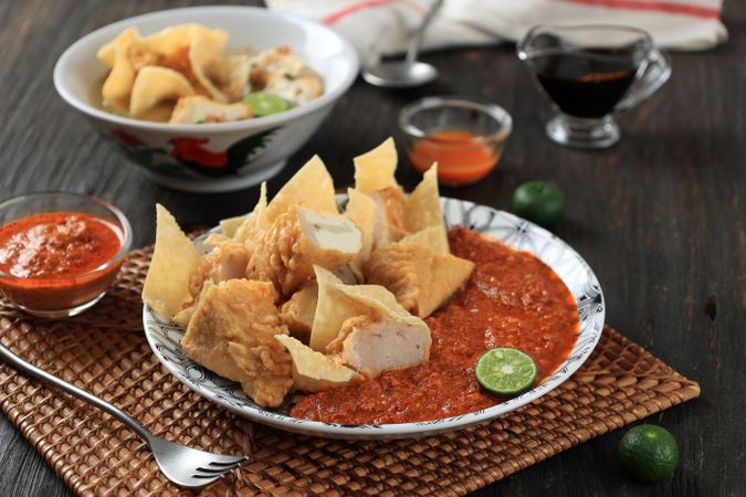 Batagor Bandung with Beef Stock or Spicy Peanut Sauce
