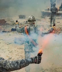 Ibi, Spain - December, 28 2018: People celebrating victory in flour and eggs battle