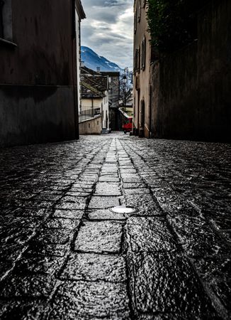Old stones of the medieval street in swiss city