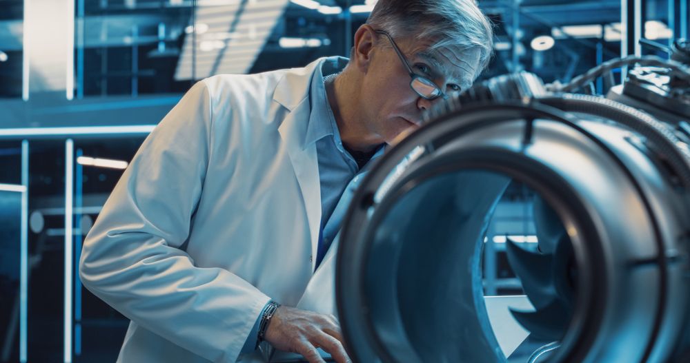 Industrial Research and Development Specialist Working on a Prototype Turbine Engine.