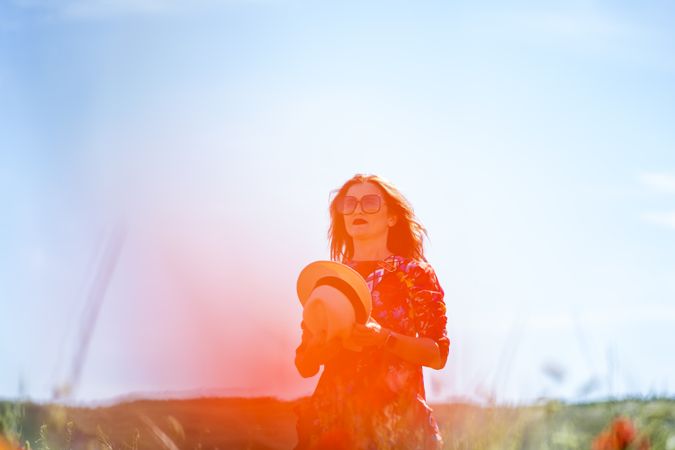 Woman standing in field