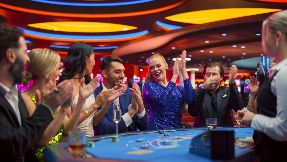 Group of Diverse Friends Having Fun on a Night Out Together, Living the Thrill of Gambling