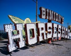 Neon Boneyard Binion's Horseshoe Casino sign in Las Vegas, Nevada