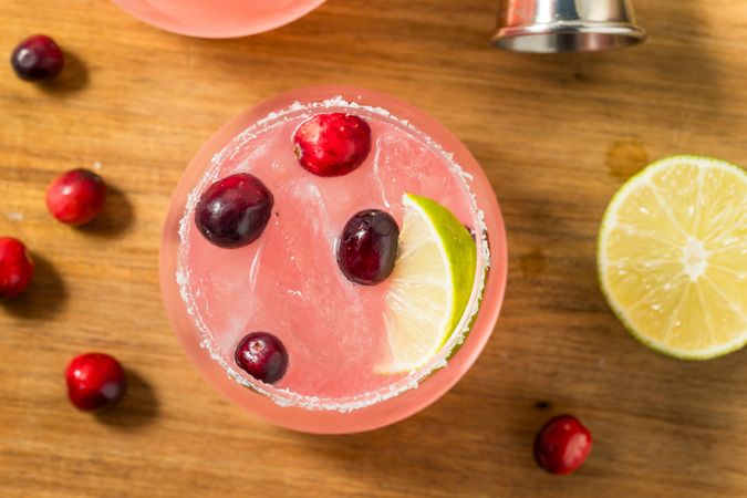 Boozy Refreshing Pink Cranberry Margarita Cocktail