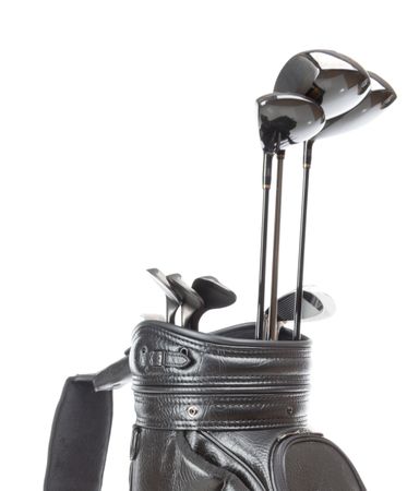 Leather Golf Bag with A Set of Golf Clubs