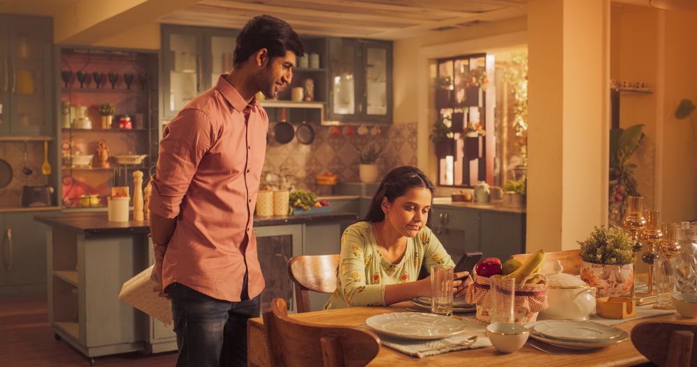 Romantic Surprise Gift: Loving Indian Boyfriend Presents a Gift to the Girlfriend, Love of His life.