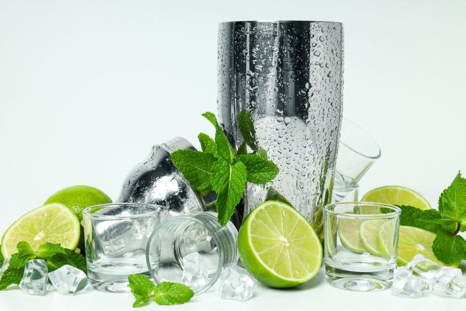 Concept of preparing alcohol drink or cocktail, shaker