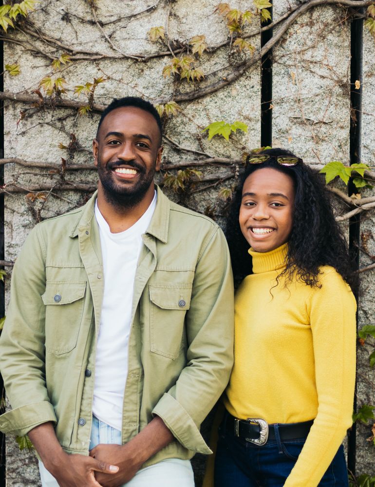 Smiling Black man and woman portrait