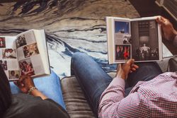 Man and woman reading books