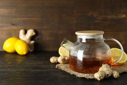 Cold treatment, healthcare concept - tea with ginger