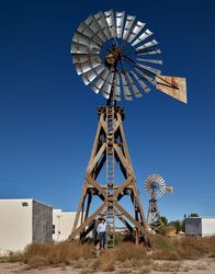 Rustic wooden windmill on Lazy B Ranch in Arizona