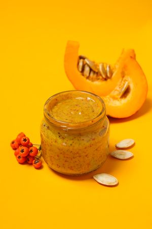 Concept of different cosmetic products, Pumpkin cosmetics