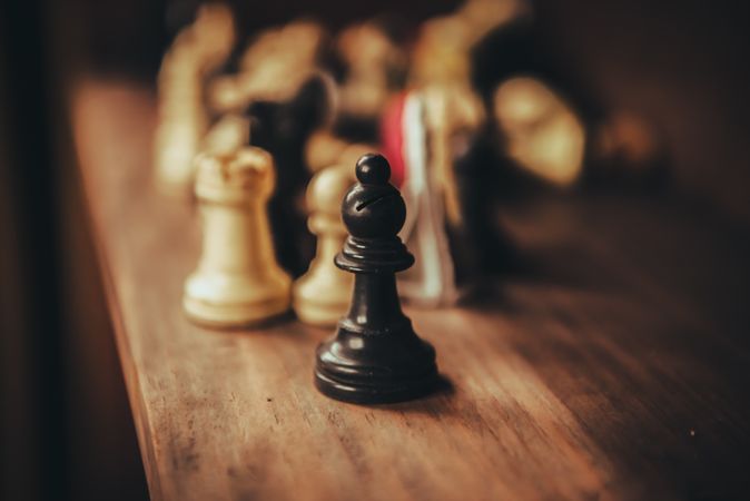 Set of chess figures on shelf