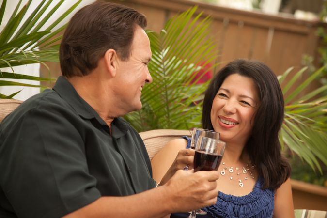 Smiling Calm Couple Drinking Wine