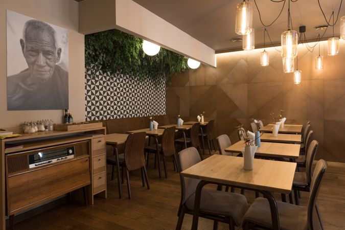 Interior of cozy restaurant
