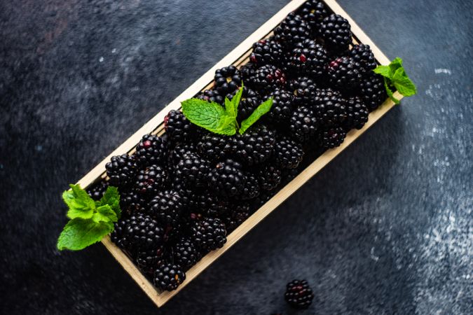 Top view of box of blackberries