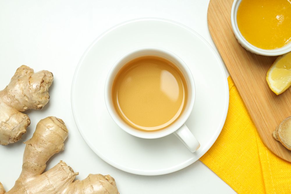 Cold treatment, healthcare concept - tea with ginger