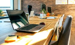 Interior of industrial style coworking office
