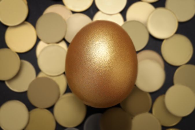 Concept of wealth and retirement - golden eggs
