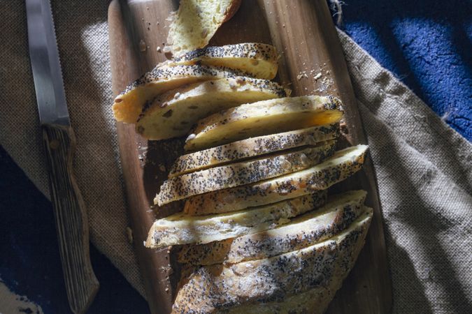 Neatly sliced bread for breakfast
