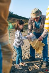 Volunteers cleaning the beach