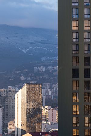 Tbilisi's downtown in the misty morning