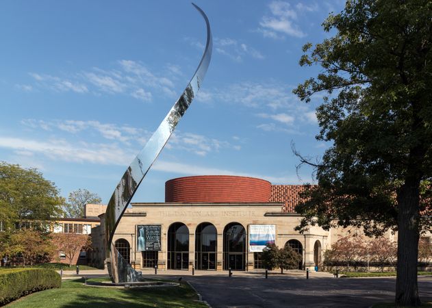 Artist John Safer's stainless-steel "Pathway" sculpture, in Dayton, Ohio