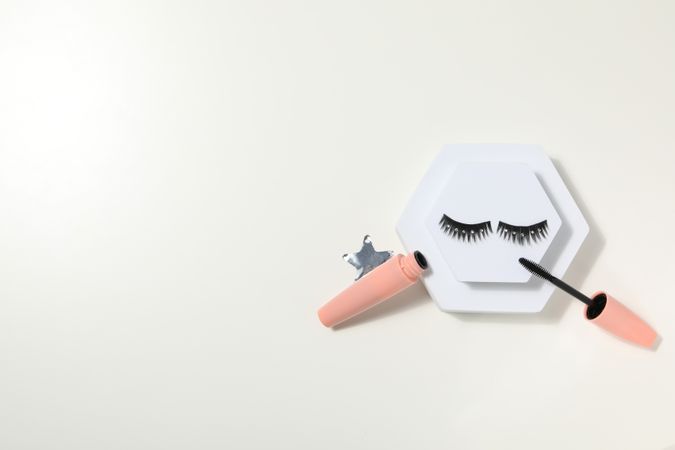 concept of cosmetology tools and beauty treatment, false eyelashes