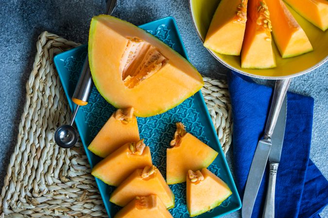 Slices of summer cantaloupe