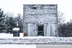 Abandoned barn in the snow bYNY90