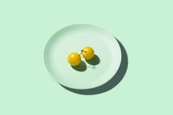 Fresh Yellow plum mirabelle fruit in plate