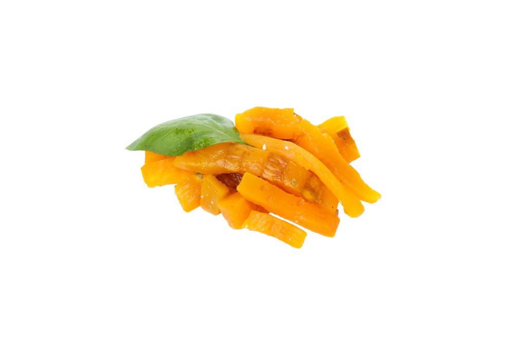 Baked pumpkin isolated on light background