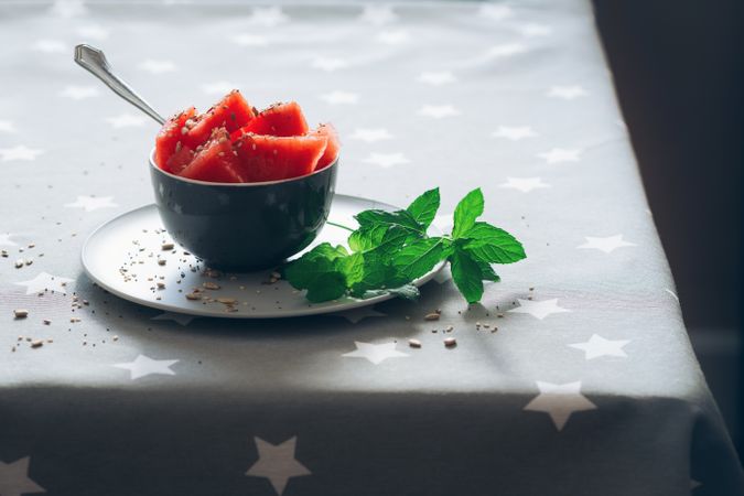Fresh fruit served on plate